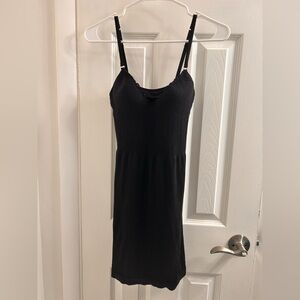 🖤Poof! Black Cotton Camisole Dress with built in bra